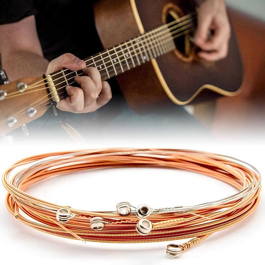 1Set Red Copper-colored Guitar Metal Strings for Folk Guitar Universal Replacement String Musical Instrument Accessories