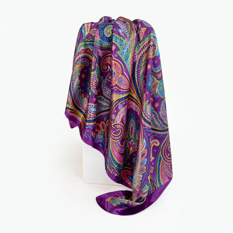 Headband Scarf Women Fashion 90*90cm Silk Satin Hijab Bandana Neckerhicef Sun Protection Shawl Wrap Headscarf Paisley