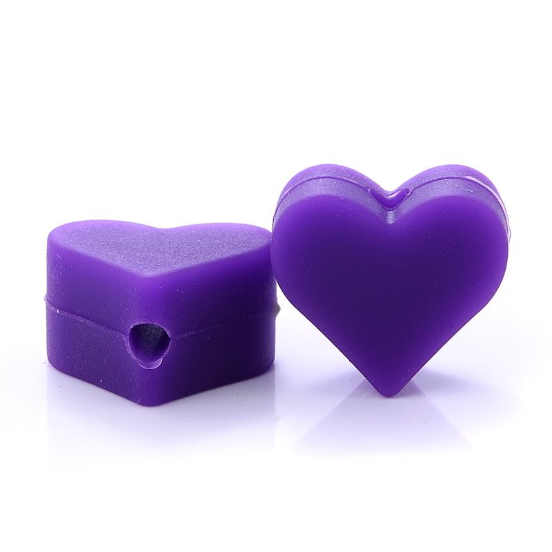 14mm 10Pcs/Lot Heart Shape Silicone Beads Baby Nursing Chewable Teething Beads Pacifier Teether DIY Necklace Accessories
