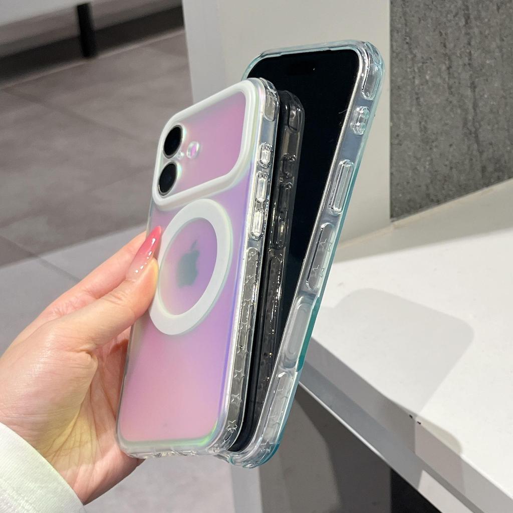 Colorful Aurora Large Window Magnetic Case for iPhone 14/15/16/17 Pro Max
