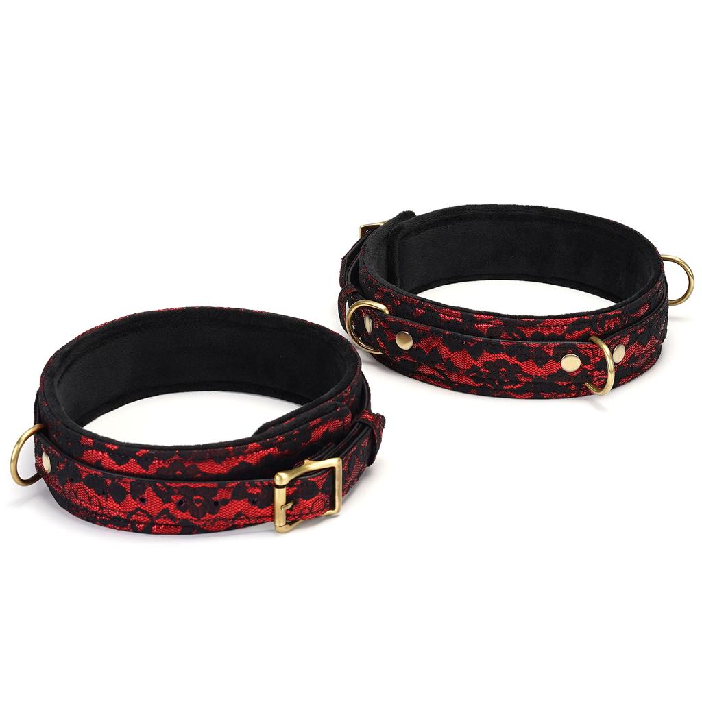 Liebe Seele Cosplay SM Goods Thigh Shackles Luxury Red Lace Processing Vintage Metal Fittings Queen Couple (L)