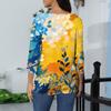 Women's Fashion Casual Round Neck 3/4 Sleeve Loose Printed T-Shirt Ladies Top