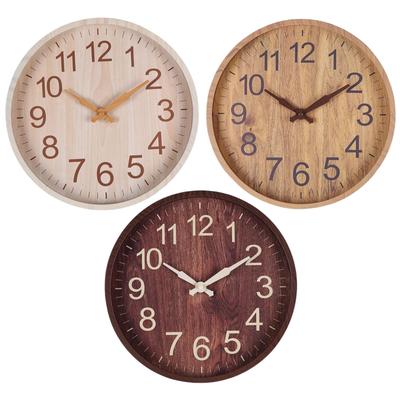 Nordic Minimalist Wood 12" Wall Clock Battery Powered Silent Watch Living Room Hallway Home Restaurant Dining Room Decoration