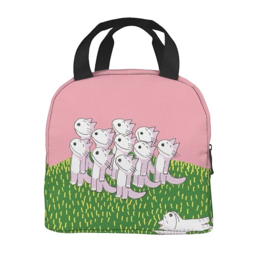 11 Cats Insulated Lunch Bag with Clasp Closure, Black, Bento Box, Insulated, Cooler Bag with Zipper, Compact, Soft Cooler Bag, Tote/Eco Bag