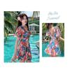 Womens V-Neck Ruffle Sleeve Swimsuit With Tropical Print Tummy Control Fit Modest One-Piece Bathing Suit Beach Vacation