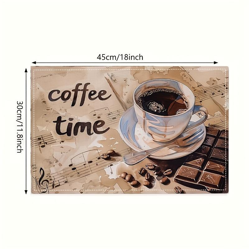 4/6pcs Set of Coffee And Chocolate Placemats, Seasonal Holiday Table Mats Suitable for Cottage Restaurant Kitchen Decor, Measuring 12X18 Inches