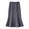 2025 New High Waist Gray Fishtail A-Line Midi Skirt for Women