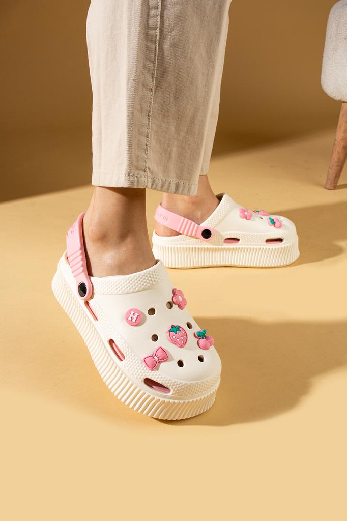 Sandale Jibbitz Eva Comfort pentru damă cu talpă înaltă DNZ224-24Bej pudră