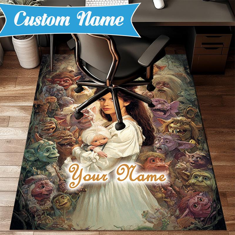 Custom Name Fantasy Labyrinth Adventure Rug for Living Room, Game Rooms, Office, Bedroom, Floor Mat Playful Design, fan gifts Christmas decor