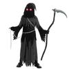 Joyfy Child Glowing Eyes Grim Reaper Costume, Phantom Costume for Kids Halloween Fancy Dress Up 5-12 Years