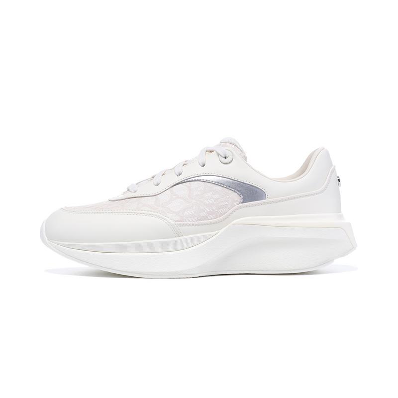 

Li-Ning 1990 Sports Fashion Comfortable Shock Absorbing Height Increasing Low Top Casual Shoes Women Casual Shoes White ALFV008-2 38