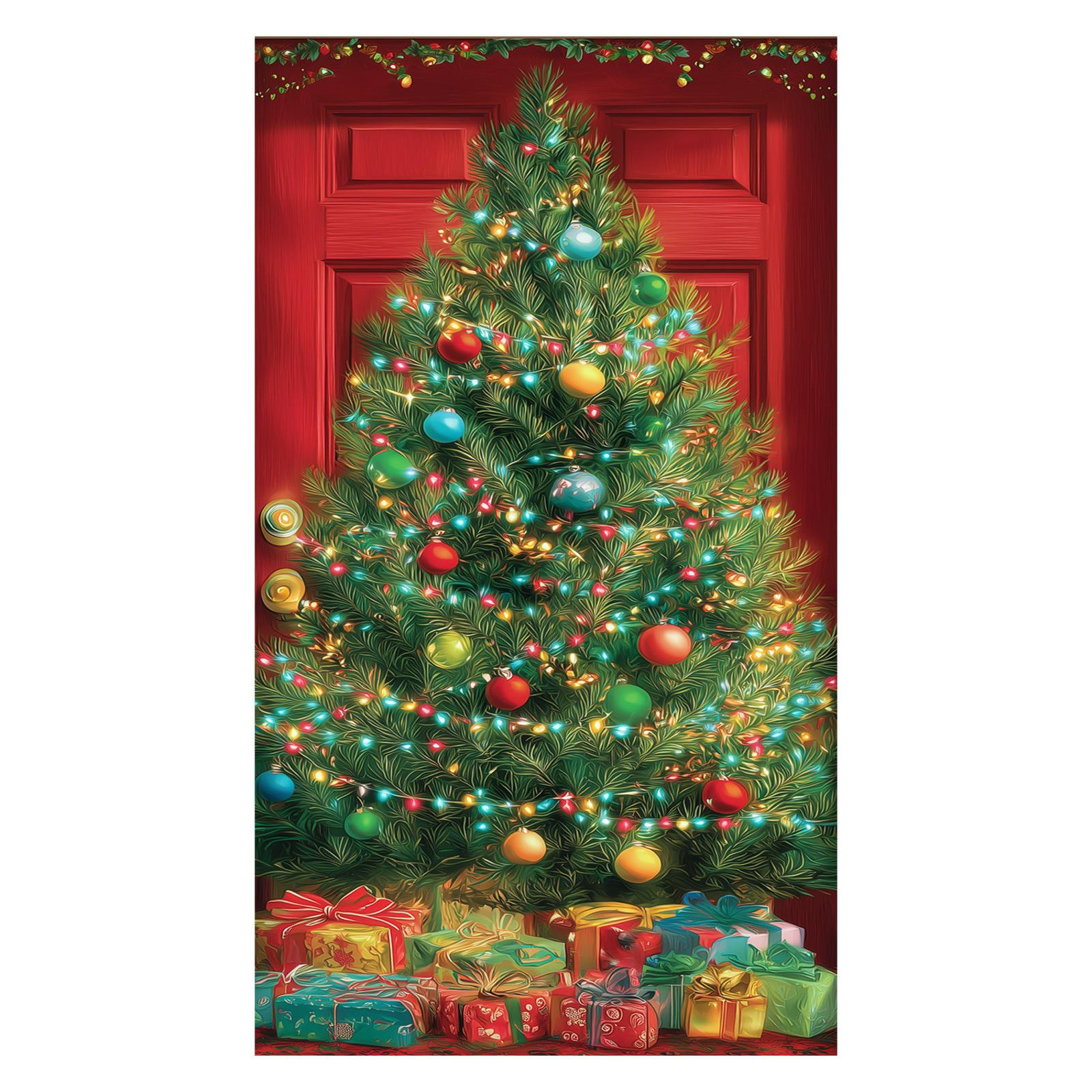 

Christmas Door Decoration Festival Party Background Decoration Santa Decoration Tapestry One Size