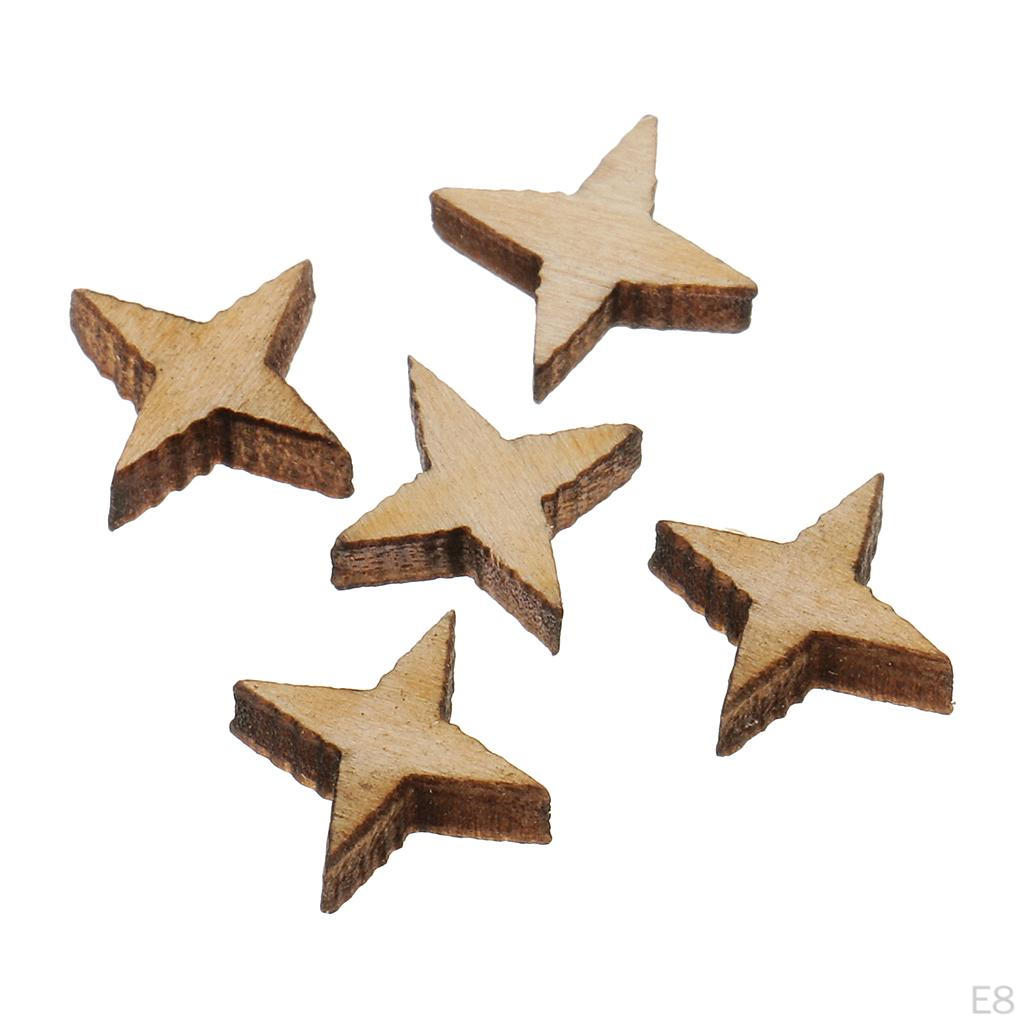 4 Point Star Shapes Wood Cutout Circles Chips Sign Plaque For Making Signs, Gift Tags, Wedding