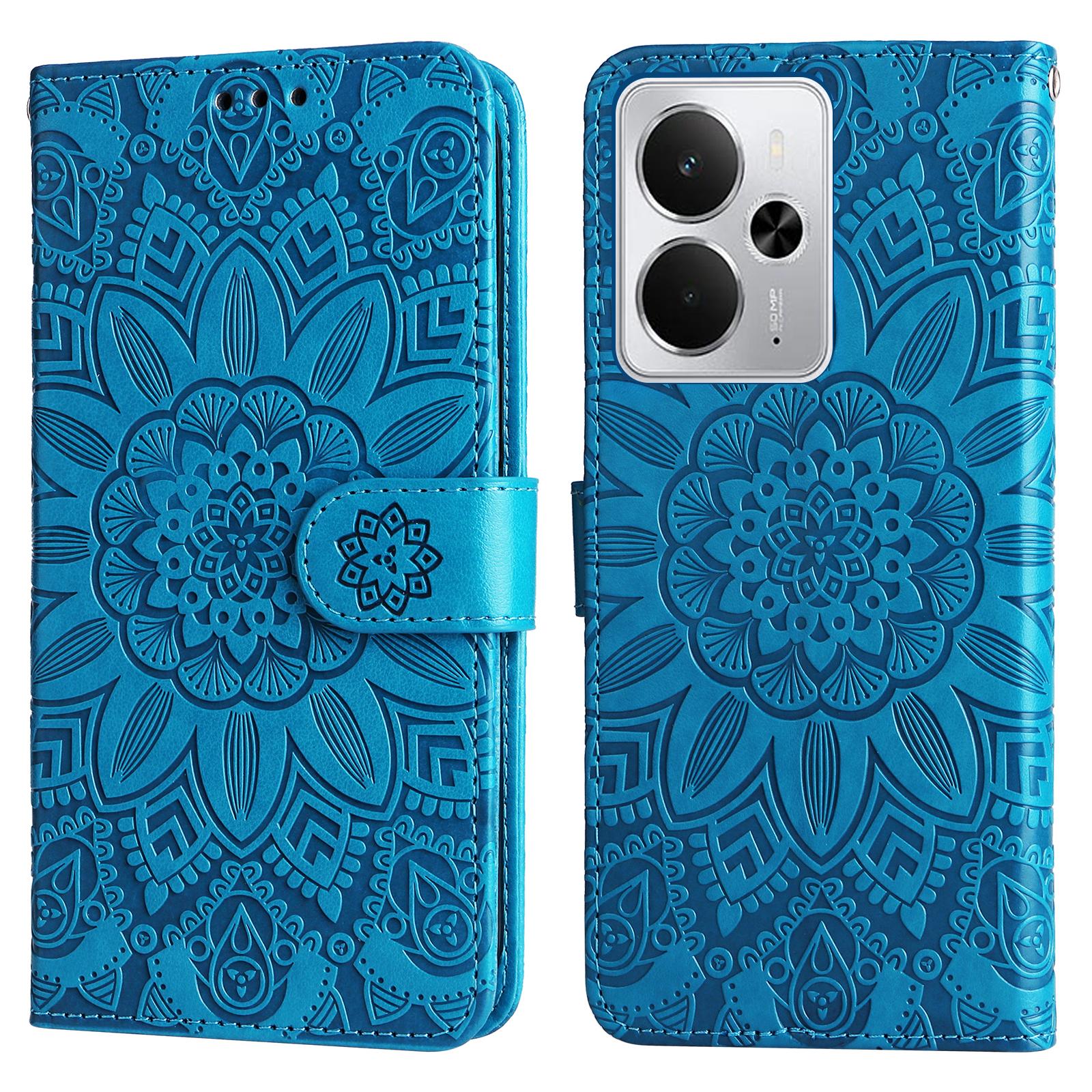 

For Realme 14 5G Case Sunflower Imprint Leather Wallet Phone Cover C