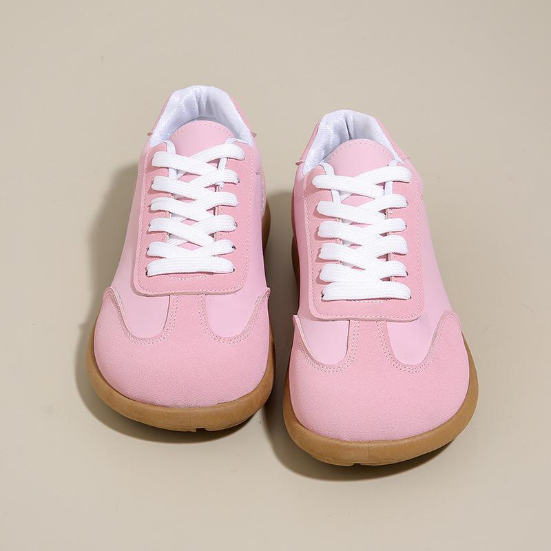 

Весенне-осенние легкие ретро немецкие тренировочные маленькие белые туфли женские 2025 новые на плоской подошве удобные кеды универсальные 43 розовый