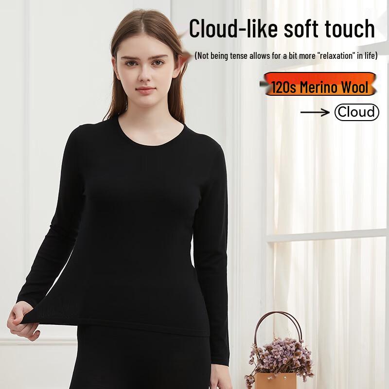 Hengyuanxiang Unisex 120-Count Fine Wool Thermal Base Layer Top