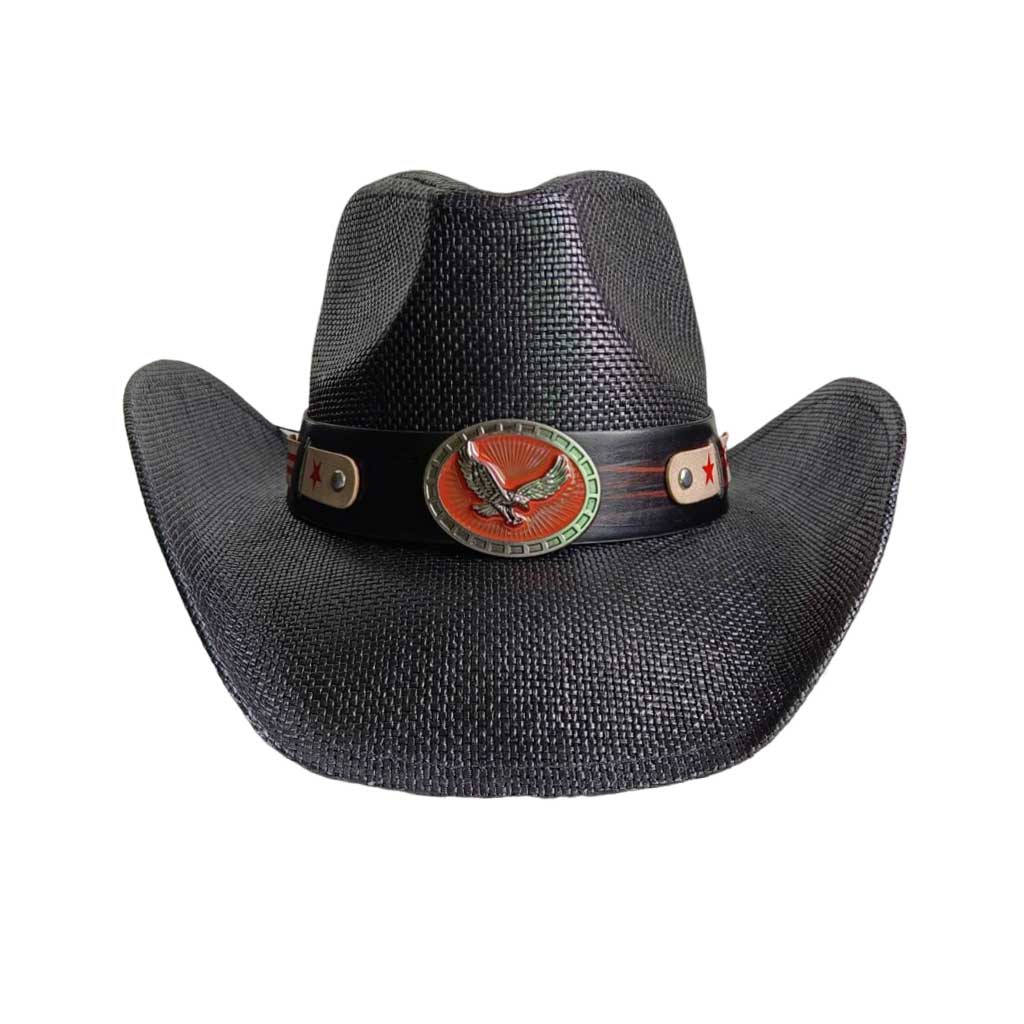 Western cowboy straw hat men and women retro wide-brimmed Cowboy Straw Hat Embroidered Wide Brim chapeau cowboy
