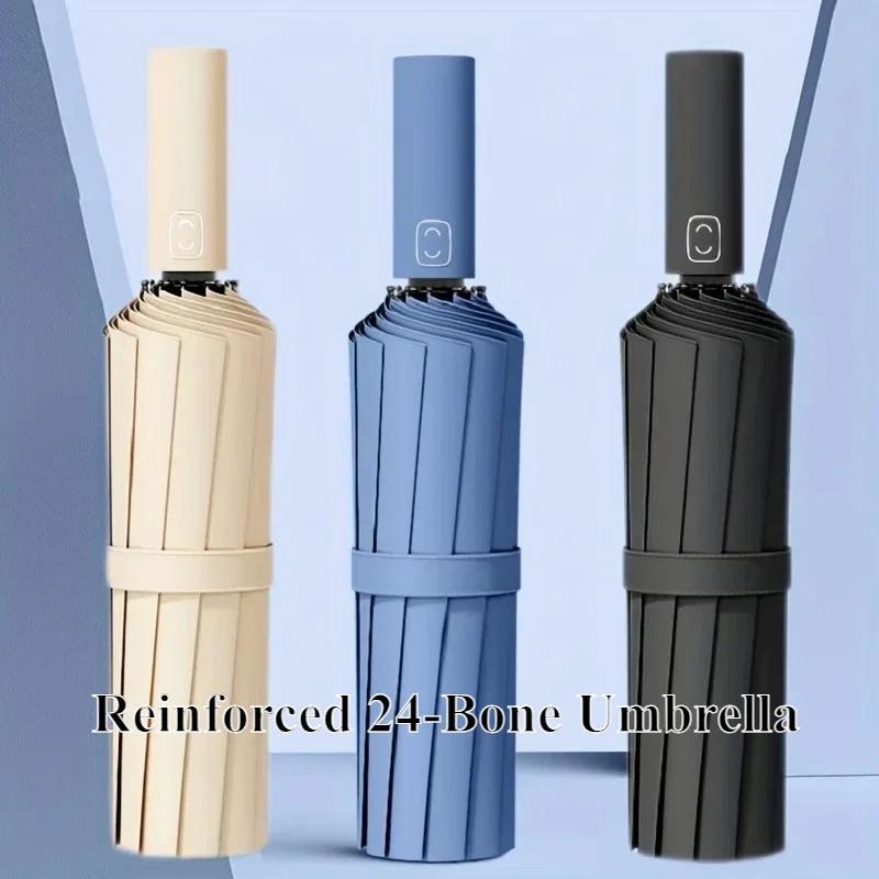 NEW Foldable Umbrella With Anti UV and Sun Protection, Reinforced With 24 Bones, Windproof and Waterproof