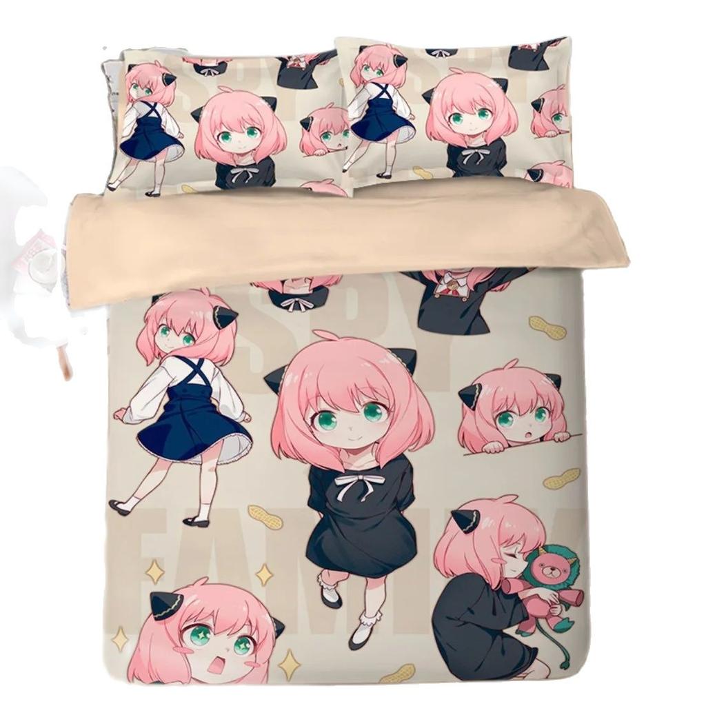 Anime Spy X Family Bedding Set Anya Duvet Cover,Spy Family Bedding Twin Queen Size Kids Bedroom Decor Children's Gifts