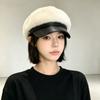 PU Brim Newsboy Cap Adjustable Navy Hat Soft Touch Beret Cap  Winter Daily