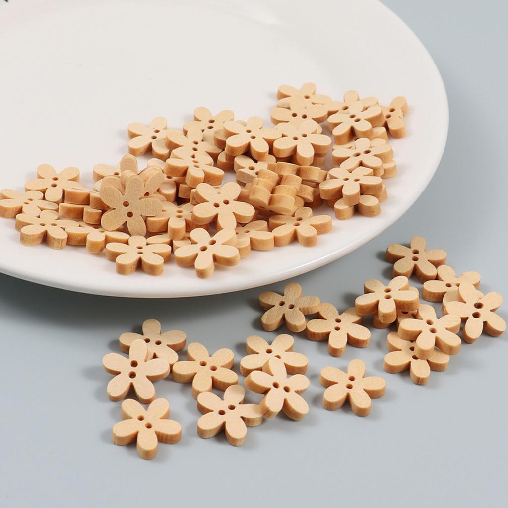 50 stk 2 hull Naturfarge Sommerfugl Dyr Blomst Treknapper For Håndarbeid Håndverk Scrapbooking DIY Sy Tilbehør