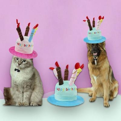 Pet Cosplaying Cute Pet Birthday Hat Plush Adjustable Dog Party Hat Colorful Breathable Birthday Cake Hat New Year Gift Toy