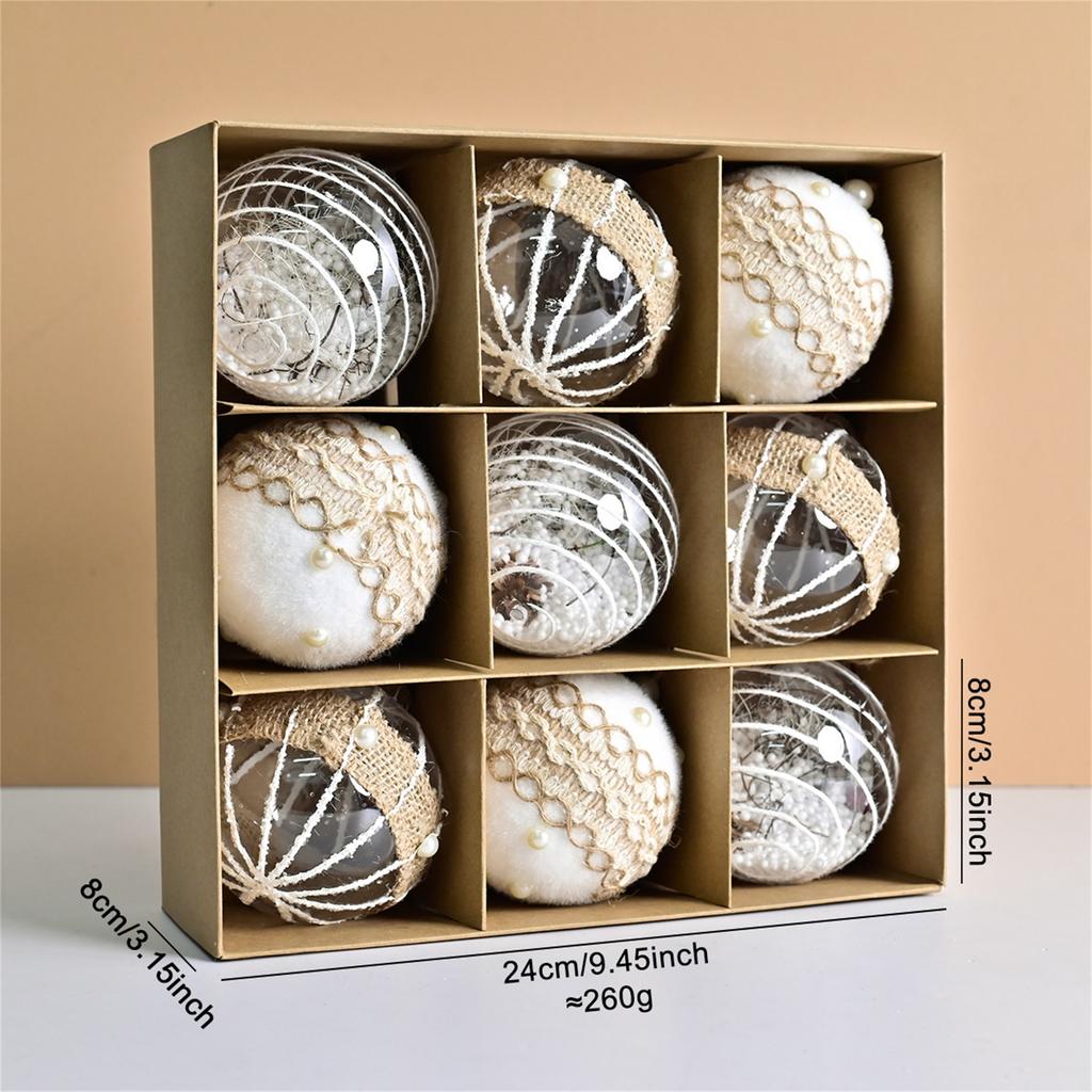 Transparent Gold Glitter Christmas Ornaments, Creative Linen Christmas Balls, Christmas Tree Decorations, Party Ornaments