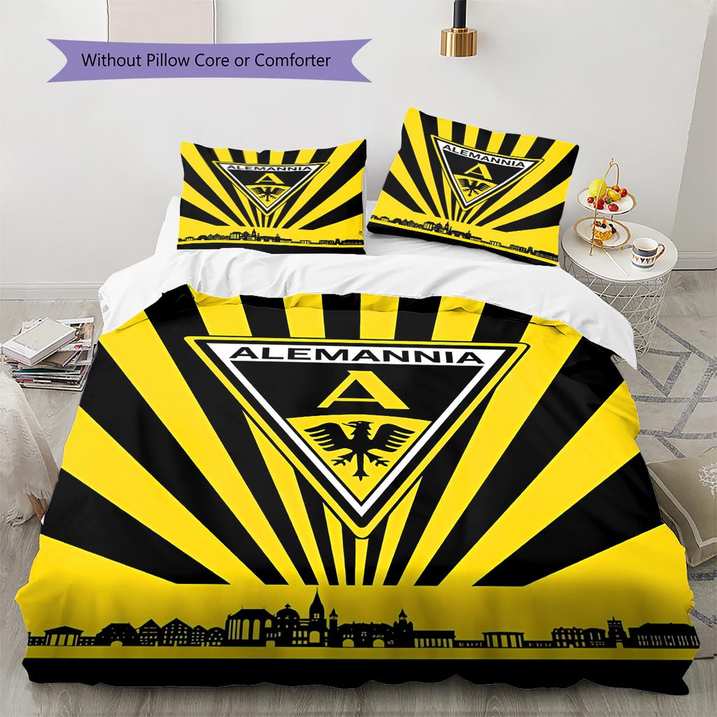 Roupa de Cama com Padrão Alemannia Aachen, Conjunto de Colcha, Capa de Colcha, Fronha, Presente de Aniversário para Casa (1 capa de edredom + 2 fronhas, sem enchimento.)