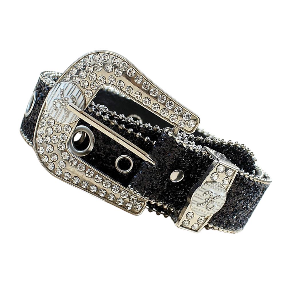 Rhinestones Buckle Belt Aesthetic Big Eyelet Belt Gothic Pants Belt Girl Waistband Female Western Sequined Waiststrap