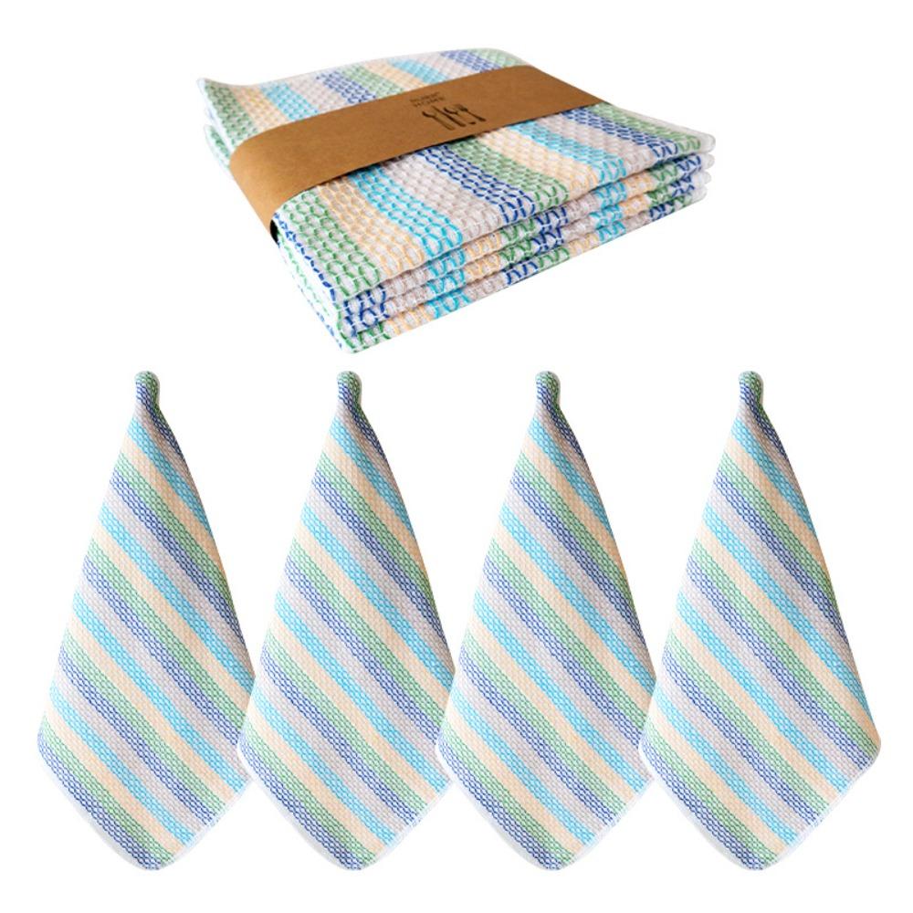 

4 шт. Мягкая ткань для мытья посуды, полосатый узор, кухонная тряпка, разноцветные кухонные полотенца, кухонная уборка Style 3
