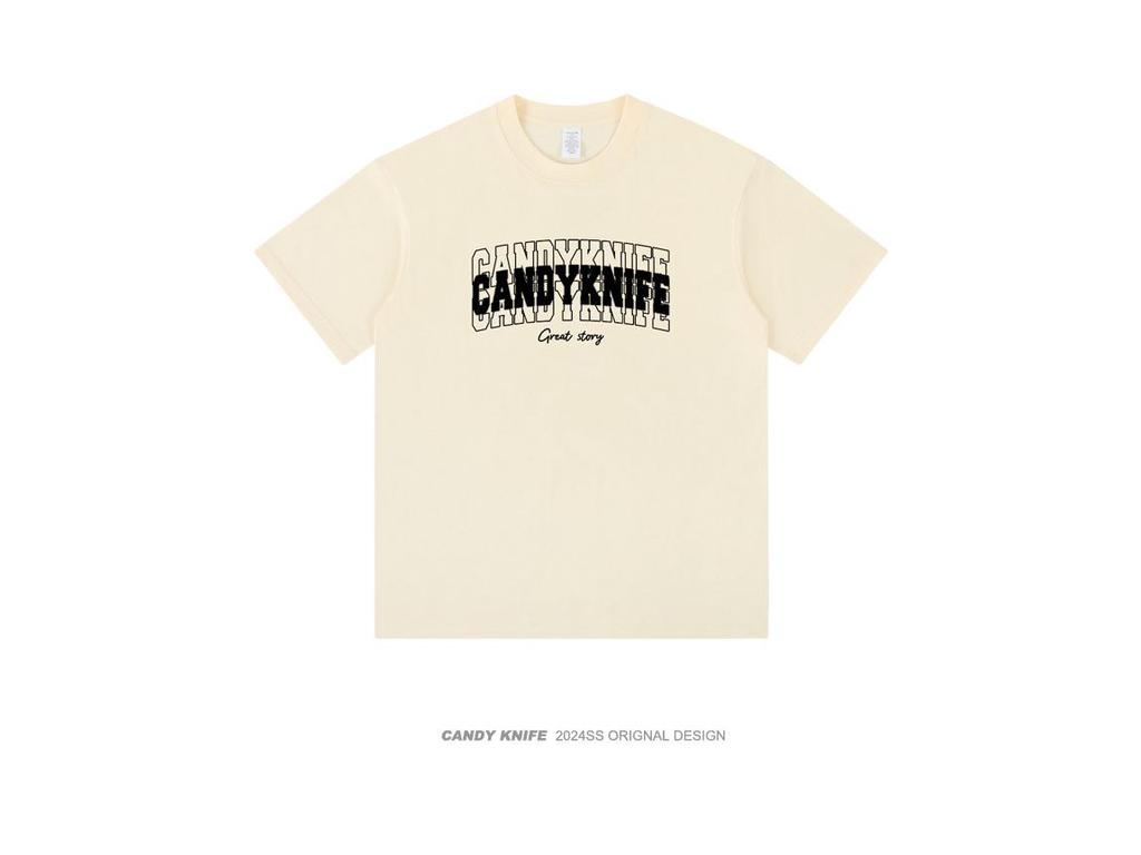 Unisex Summer Cotton Crew Neck T-Shirt with Plastic Bag Print, Casual Loose Plus Size Tee
