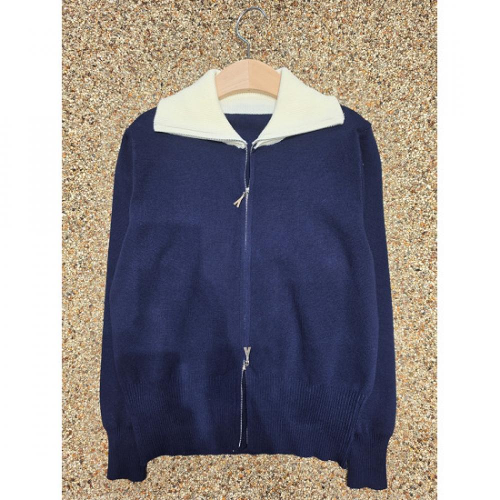 Shop Women S 2 Way contraSt Collar lS Knit Cardigan Navy 21dS Wcd260100