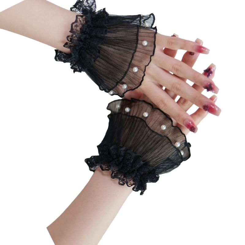 Artificial Pearls Lace Arm Sleeves Faux Cuff Sleeves For Women Photography Wear