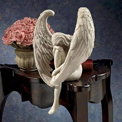 Ornamentos de Resina da Série Anjo da Redenção, Asas de Anjo Branco, Anjo Branco para Decoração de Casa