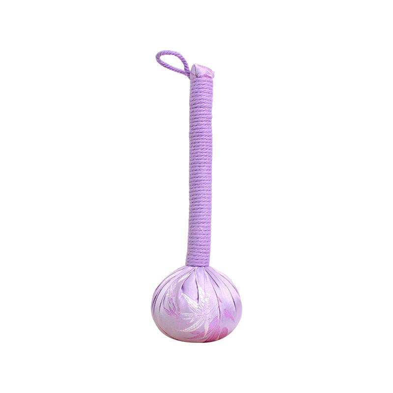 Silk fabric long handled mugwort massage hammer, used for lymphatic drainage, manual full body and back massage tools