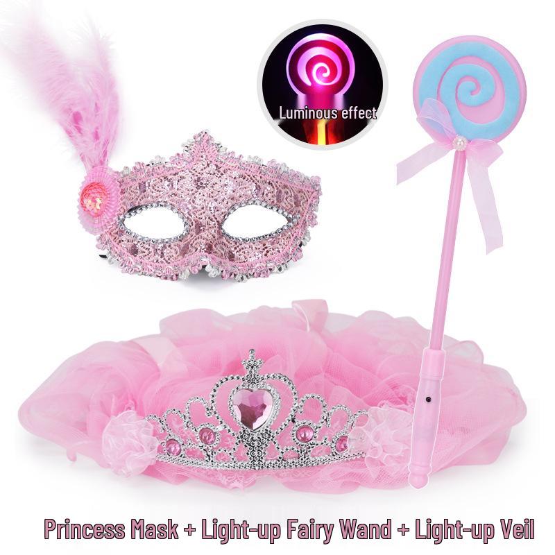 Princess Masquerade Mask for Girls - Halloween Veil and Party Dress-Up Toy