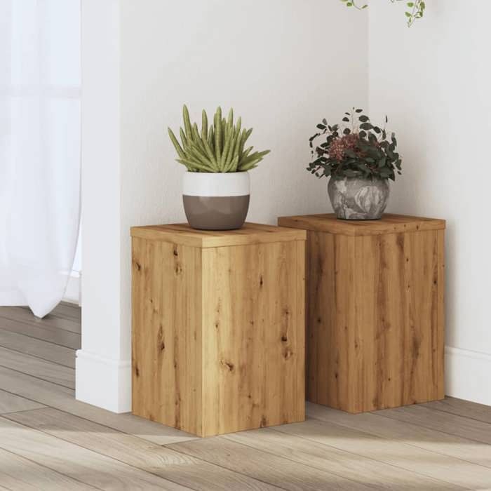 VidaXL Supports pour plantes 2 pcs chêne artisanal bois d'ingénierie, support de fleurs, support de pot, support pour 852905
