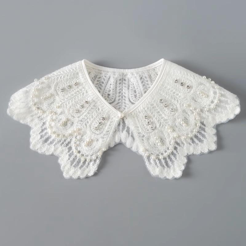Perfect Match Pink Women Scarf Shawl Detachable Collar Tie Necklace Embroidery Lapel Fake False Collar Woman Lace Tie Neckwear Nep Kraagie