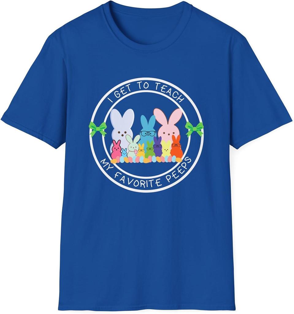I Get to Teach My Favorite Peeps Teacher Graphic Tee Cute Easter Bunny Classroom T-Shirt