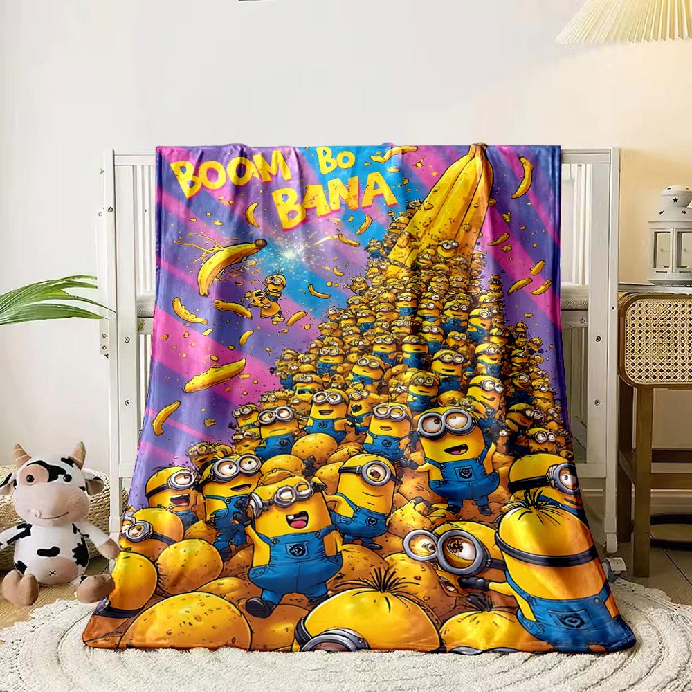 

A crowd of yellow characters with goggles near a giant banana explosion. for all seasons blanket lunch break throw gift 80cm x 120cm