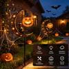 Luci Solari di Halloween per Giardino Esterno Gatto Nero & Zucca Luna Paletto Luminoso, Impermeabili su Decorazioni Stagionali Cortile Anteriore