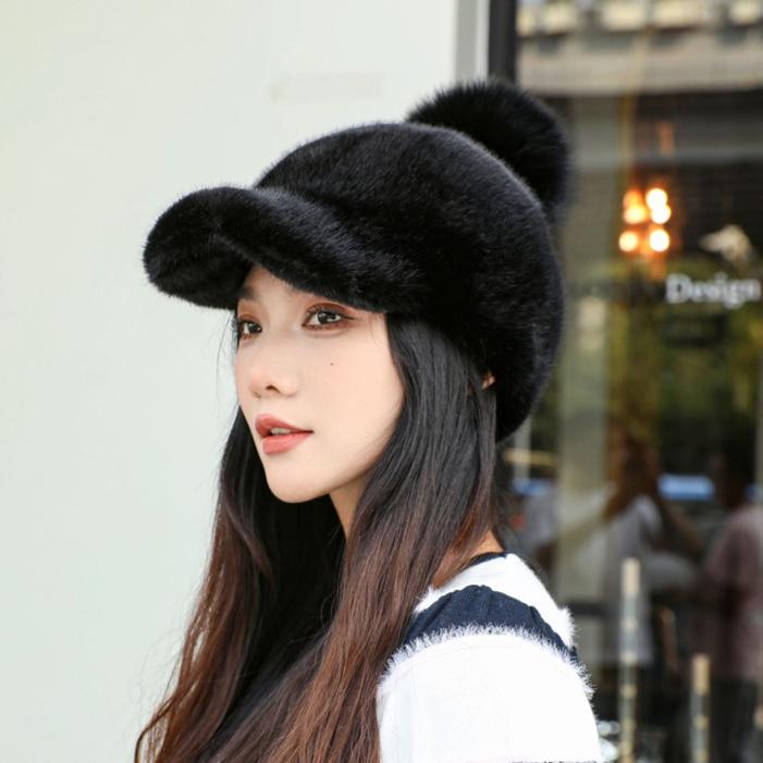 Imitation Mink Hat Women's Winter Thickened Warm Mink Hat Knight Hat Fur Cap Baseball Cap