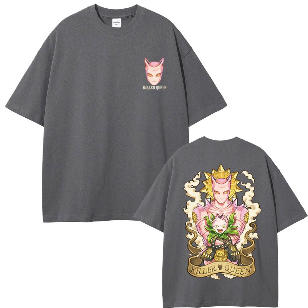 Anime JoJo Bizarre Adventure Killer Queen T-shirt Men Women Casual Cotton Short Sleeve T-shirts Unisex Manga Vintage T Shirts