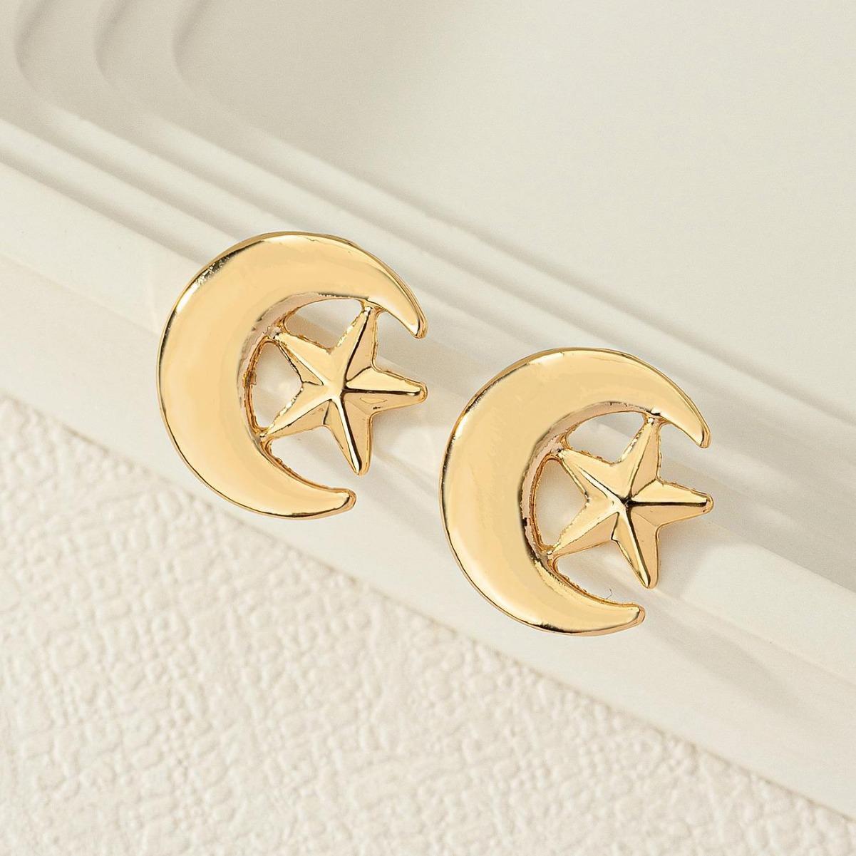 

Simple and Versatile Star Moon Earrings Daily Banquet Festival Women s Ear Jewelry Fashion Versatile