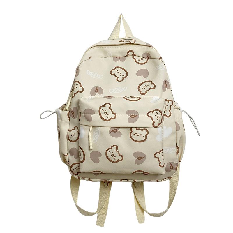 Schoolbag Cute Bear Schoolbag Casual Junior High School Students Go Out Travel Backpack Light Korean Version High School College Student Backpack