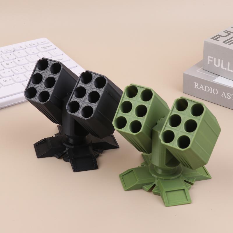 1Pc Plastic Missile Shaped Pen Holder Creative Anti-aircraft Missile Launcher Pen Stand Desktop Organizer Home Office Decoration