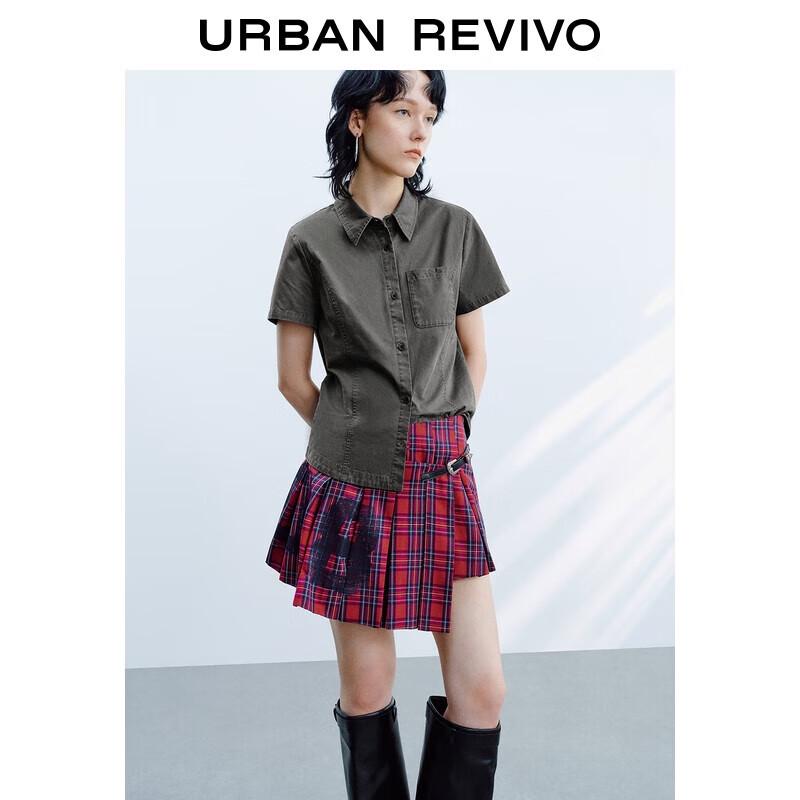 UR Women s Cotton Lapel Button-Front Shirt M