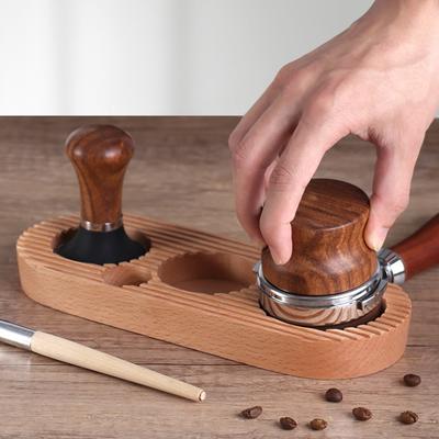 Wooden Coffee Tamper Base 4 Slots Coffee Powder Tamping Holder Coffee Making Accessories