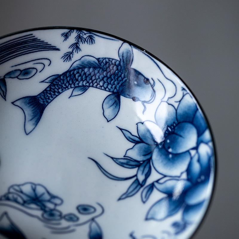 Antiker blau-weißer Dessertteller mit hohem Fuß, Obsthalter, chinesischer Gebäckteller, Tablett, Keramik-Obst-Sanck-Teller, Service-Tablett