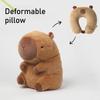 Cuscino Peluche Portatile a Forma di U Capibara Animato 2 in 1 Cuscino Supporto per il Collo da Viaggio Cuscino Peluche Carino Cuscini per Sedia da Lavoro